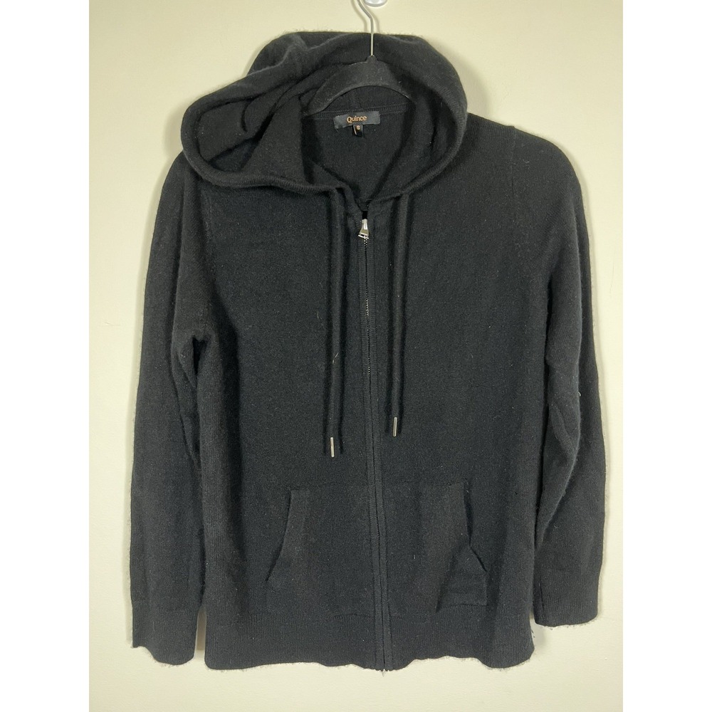 Quince 100% Mongolian Cashmere Full Zip Hoodie Black Women's Small Minimalist